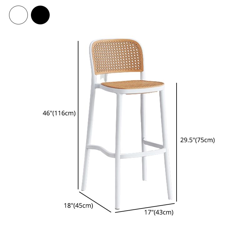Contemporary Bar and Counter Stool Rattan Full Back Stool with 4 Legs