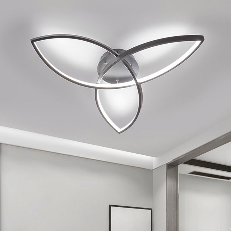 23"/29" W Metallic Petal Flush Lamp Contemporary Black/White LED Close to Ceiling Lighting, Warm/White Light