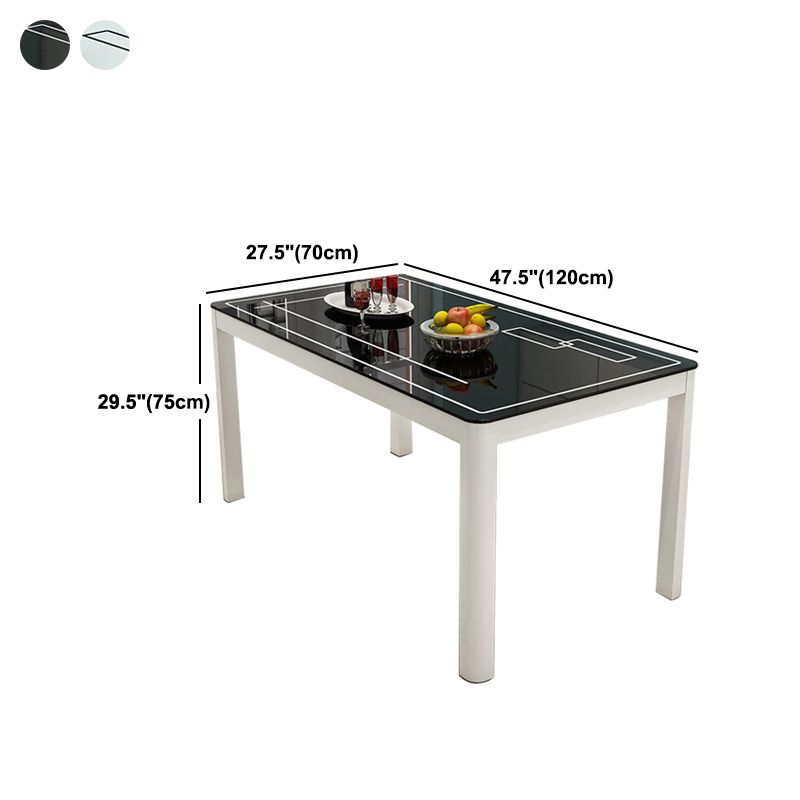Modern White Glass Dining Table Rectangle Dining Table for Kitchen