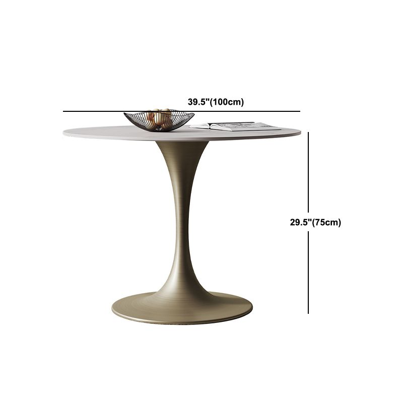 Glam Round Dining Set 1/2/3 Pcs Sintered Stone Dining Table with Armless Chairs