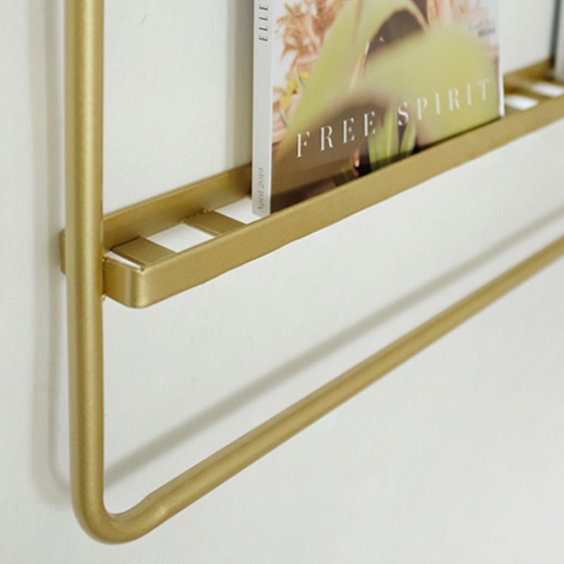 Metal Floating Bookcase Gold Color Wall Mounted Shelf for Home Office