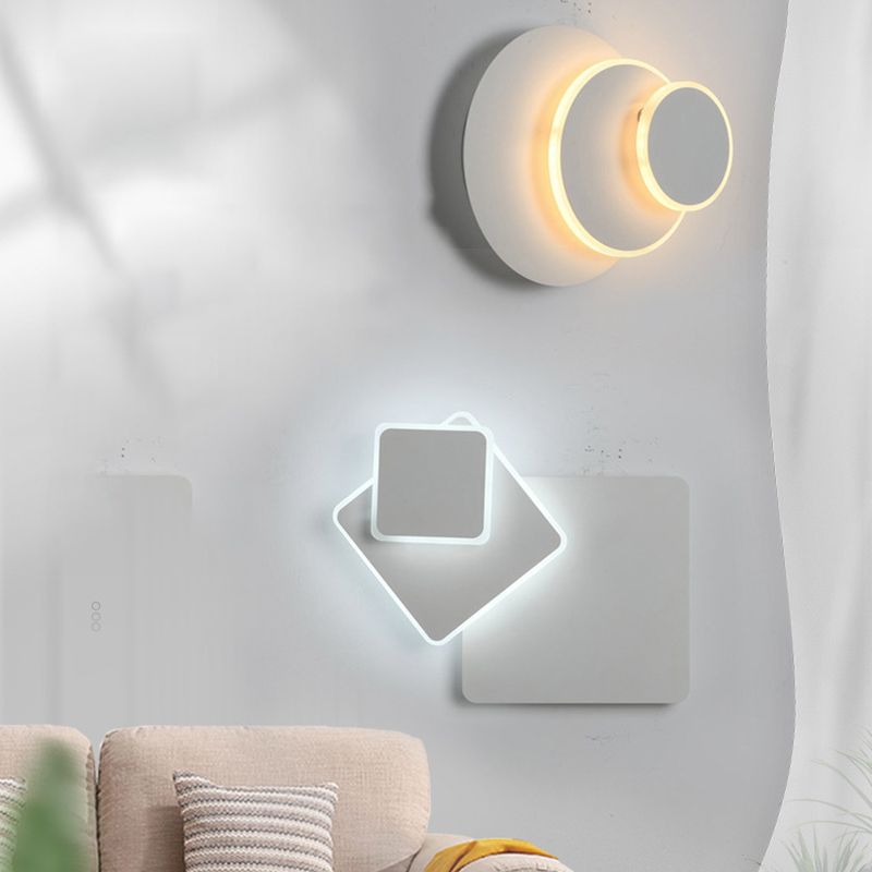 2 Lights LED Wall Mount Light Modern Simple Wall Light with Acrylic Shade for Living Room