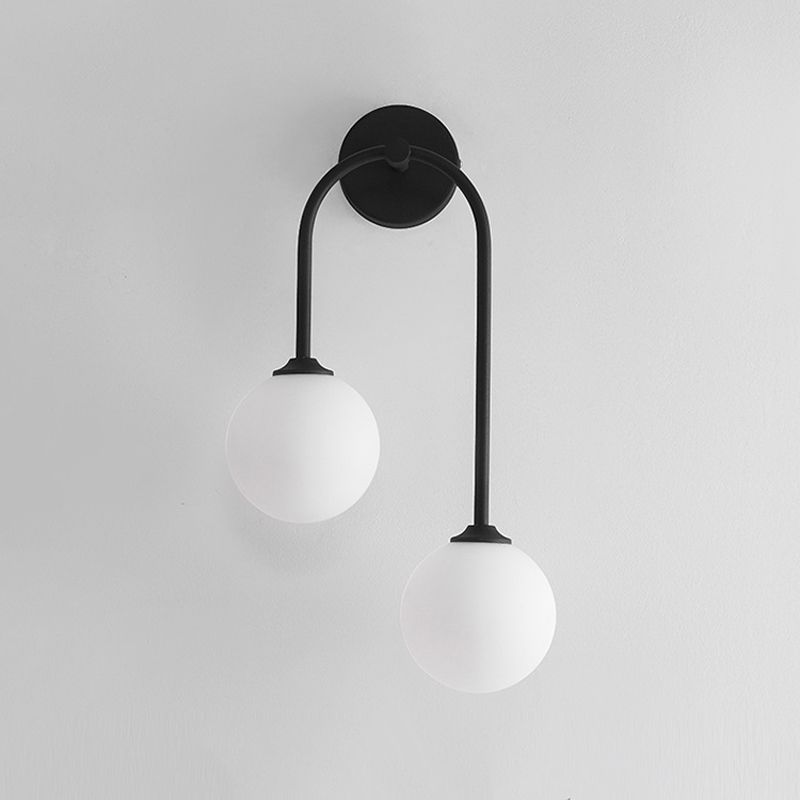 2-Light Golden/Black Contemporary Wall Mounted Sconce Iron Wall Light for Foyer