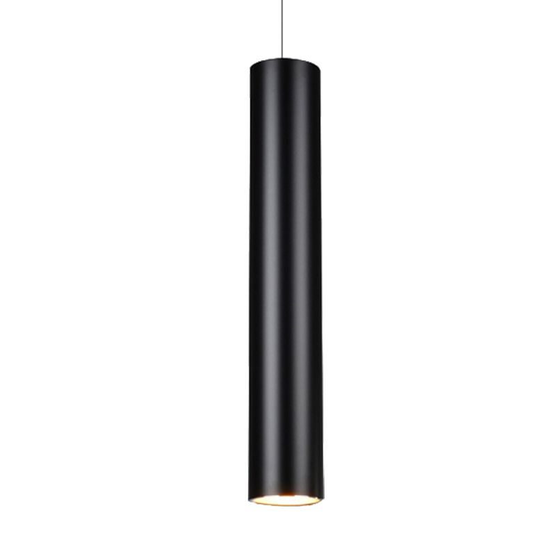 11"/19"/27" Height Cylinder Aluminum Pendant Lighting Minimalist Black LED Light for Dining Room in Warm/White