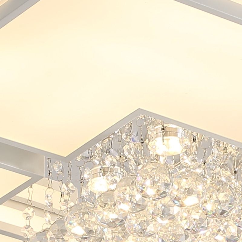 Geometría blanca LED semiincrustado estilo moderno y de lujo lámpara de techo interior de cristal, con pantalla de acrílico