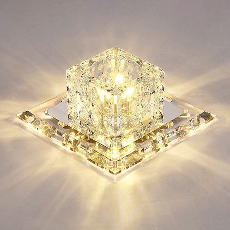 Cubic Corridor Flushmount Light Clear Crystal Modern Surface Mounted Led Ceiling Light