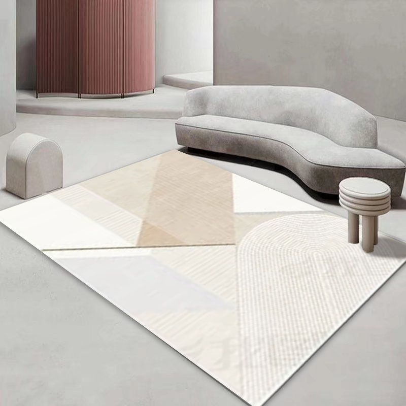 Light Blue Modern Rug Polyester Line Rug Washable Rug for Home Decor