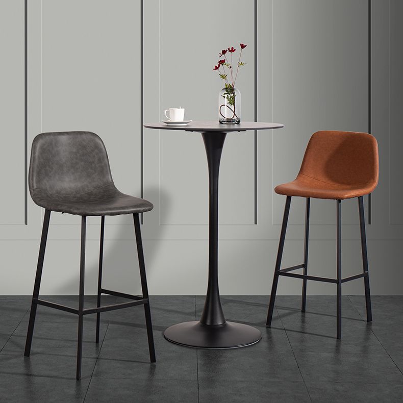 Metal Scandinavian Dining Room Armless Stool Low Back Bar Stool