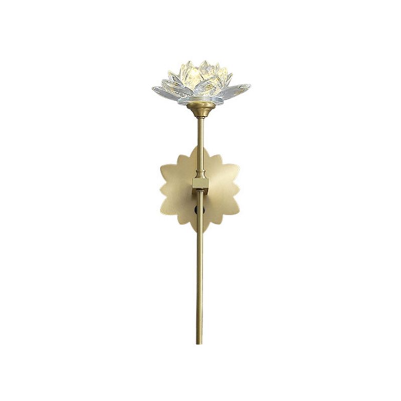 Crystal Floral Wall Sconce Lighting Simplicity Style Sconce Light Fixture in Gold