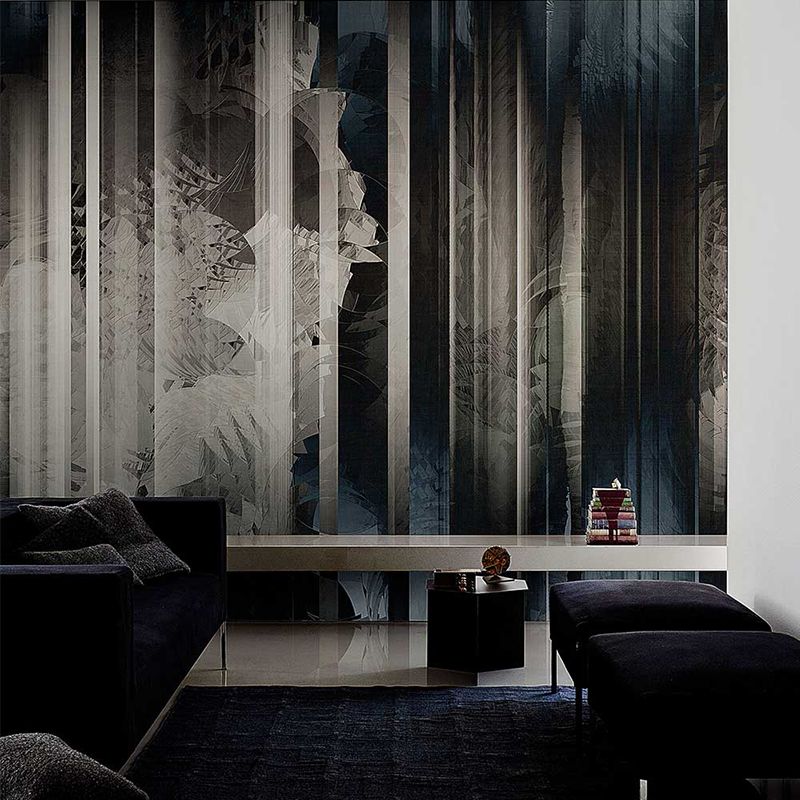 Decorative Abstract Wall Paper Murals Grey and Black Living Room Wall Art, Made to Measure