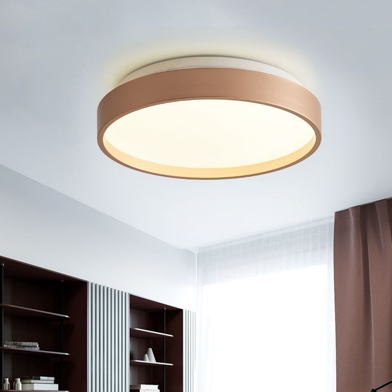 12"/18" Round Flush Light Modern Acrylic 1 Light Flush Mount Ceiling Light in Coffee Bronze/Gold/White for Indoor