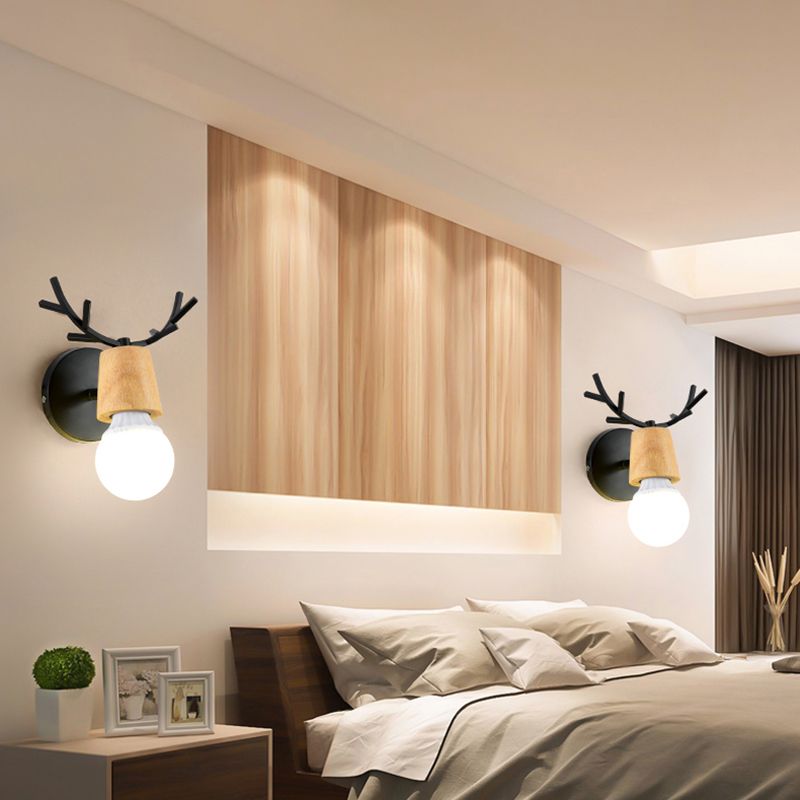 Dadelloos houten wandlamp beboeting Noordse 1 kop verstelbaar wandlicht voor slaapkamer