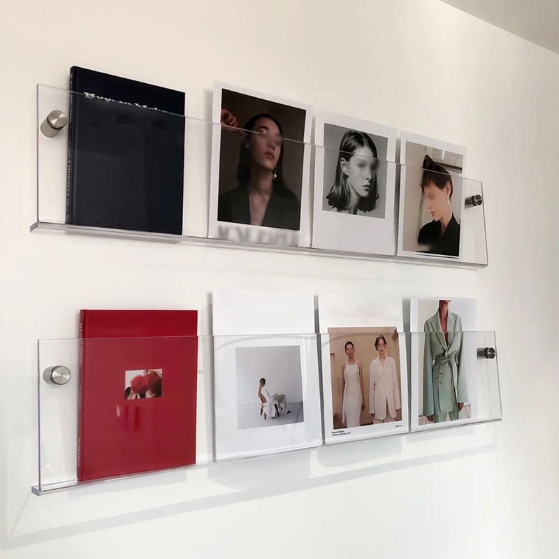 Contemporary Style Bookcase Wall Mounted Transparent Bookshelf for Office and Study Room