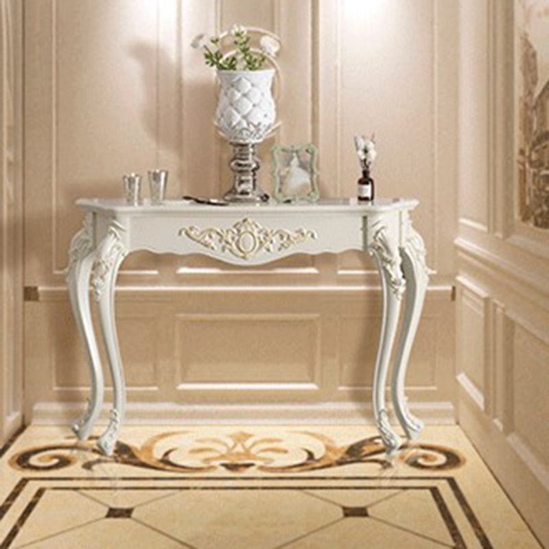 Free Form Shape Contemporary Console Table Wood Console Sofa Table in White