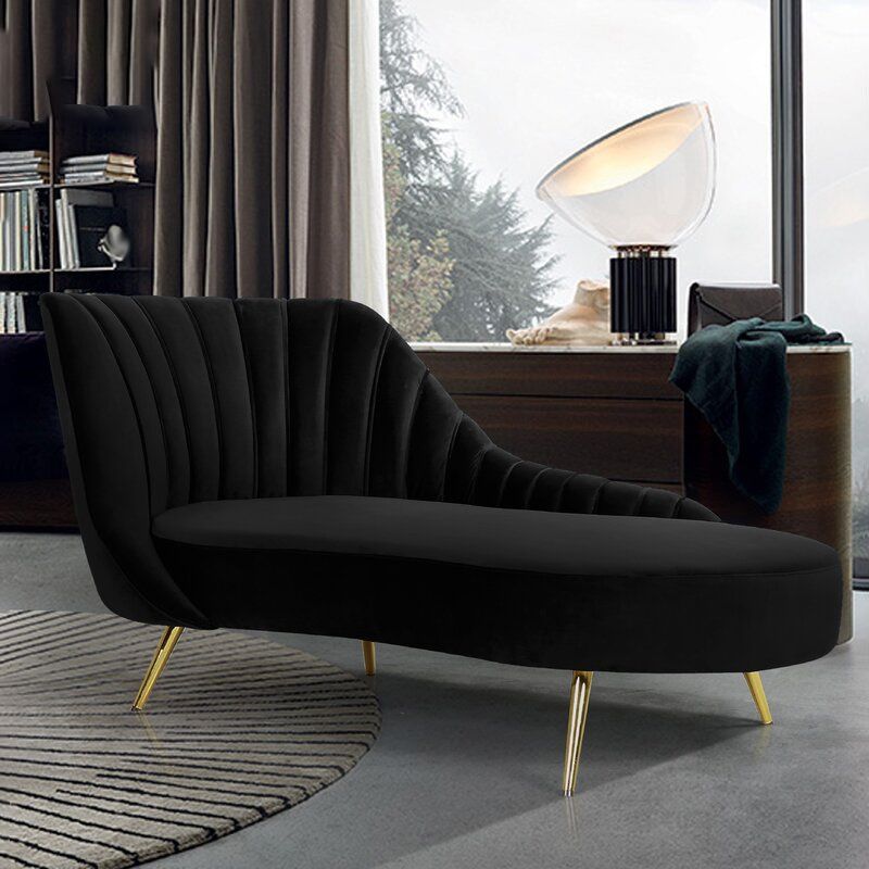 Contemporary Flannel Chaise One Armed Lounge Chair for Living Room