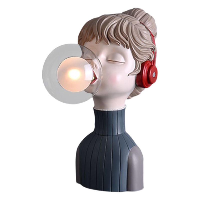 Resin Headphone Girl Tablette de chevet clair