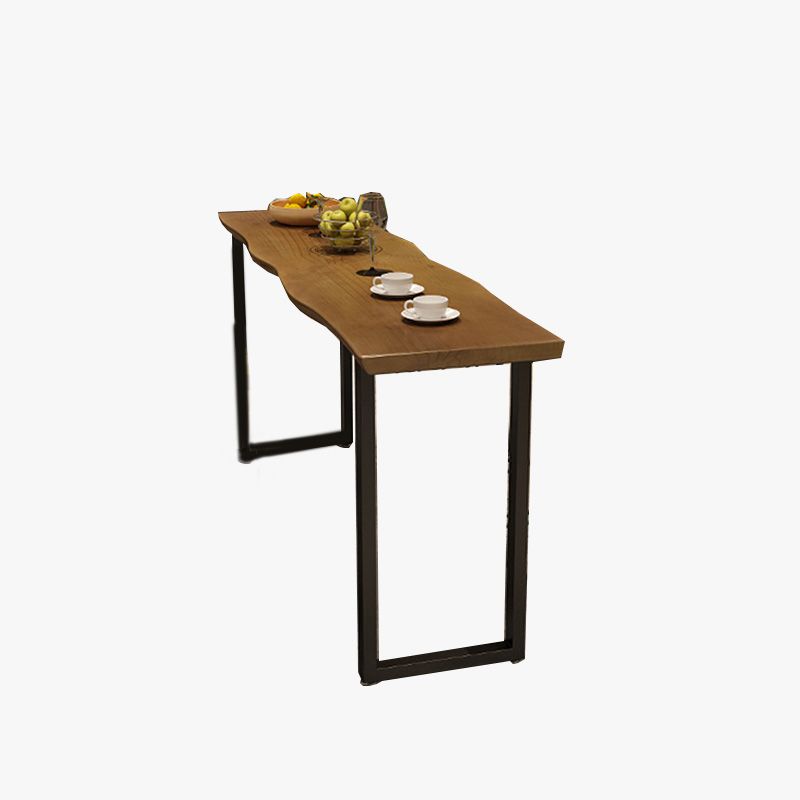 Industrial Bar Height Table Solid Wood Top Bistro Table with Sled Base