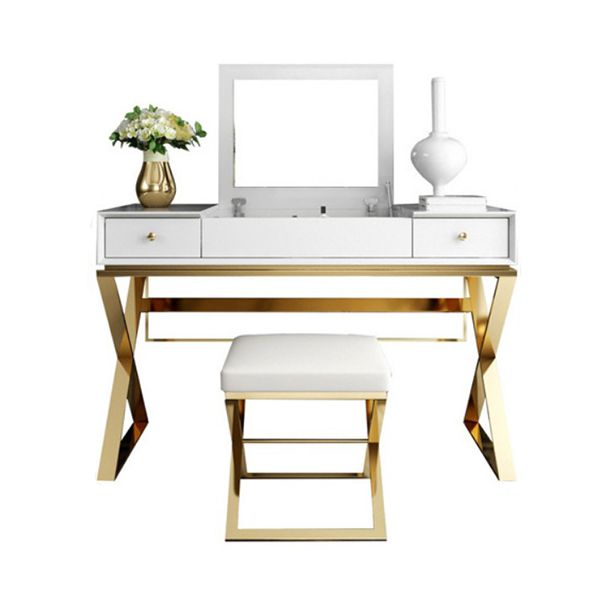 White Mirror and Drawers Included Glam Vanity Dressing Table Set