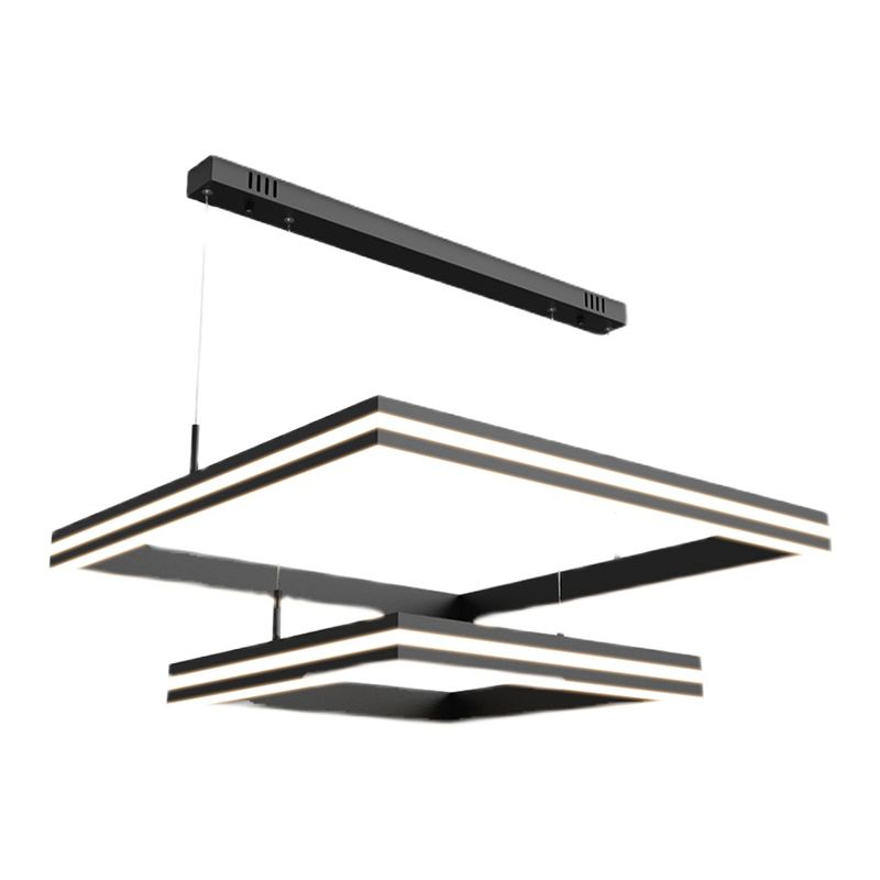 Luces de lámpara de araña de forma cuadrada de metal moderno 2 accesorios de iluminación de lámpara de luz