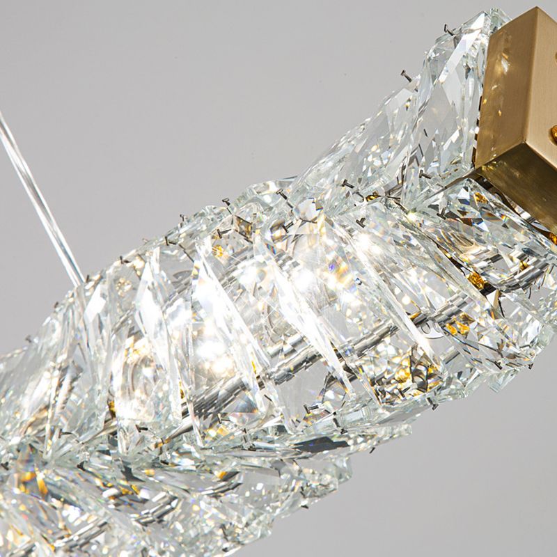 Single Modernism Golden Ceiling Light Crystal LED Kitchen Island Lighting