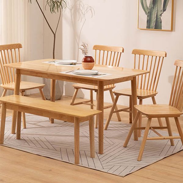 Contemporary Solid Wood Rectangle Shape Dining Table Kitchen Dining Table with 4 Legs