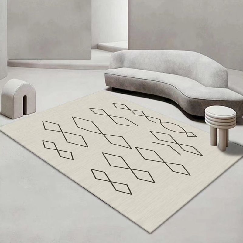 Dark Gray Modern Rug Polyester Abstract Pattern Rug Washable Rug for Drawing Room
