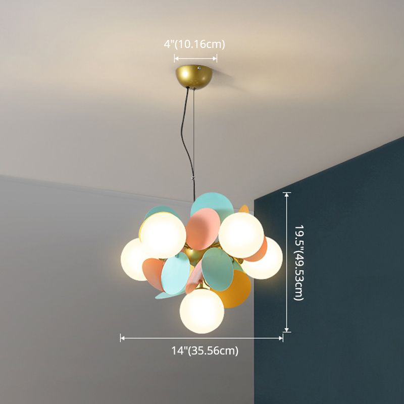 Balloon suspension des luminaires suspendus Cartoon Métallique Drop Pendant avec une teinte en verre pour la chambre