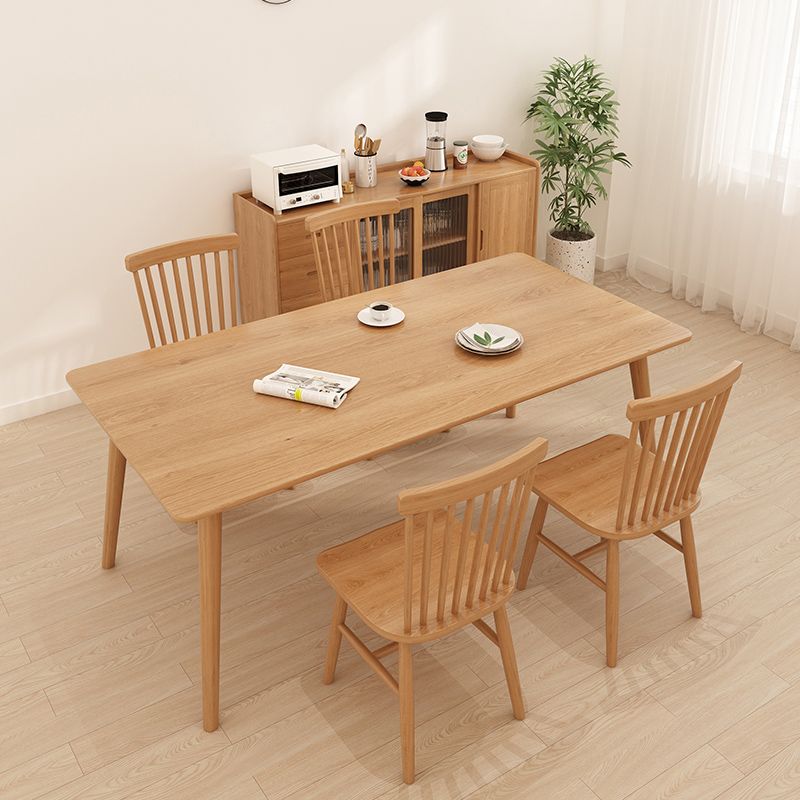Solid Wood Dining Set 1/5 Pcs Rectangle Dining Table with Slat Back Chairs