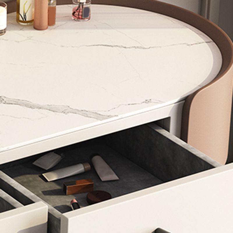 2 Drawers Makeup Table Desk Stone Top Vanity Table in Orange