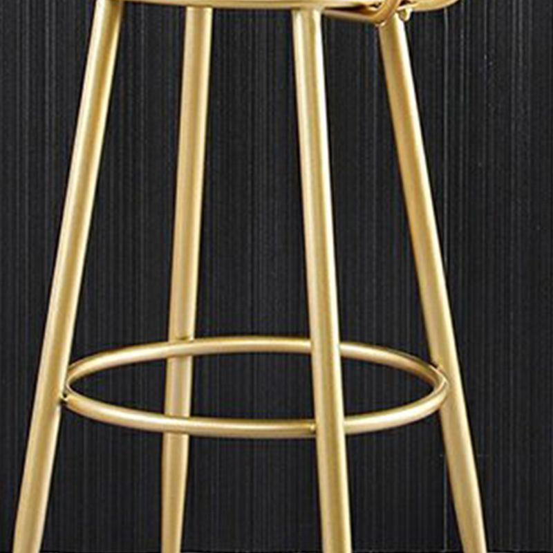 Nordic Glam Style Bar Stool Round Bar Stool with Metal Legs for Home