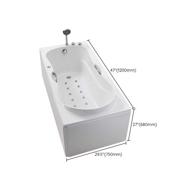 Modern Rectangular White Bathtub Back to Wall with Drain Bath Tub