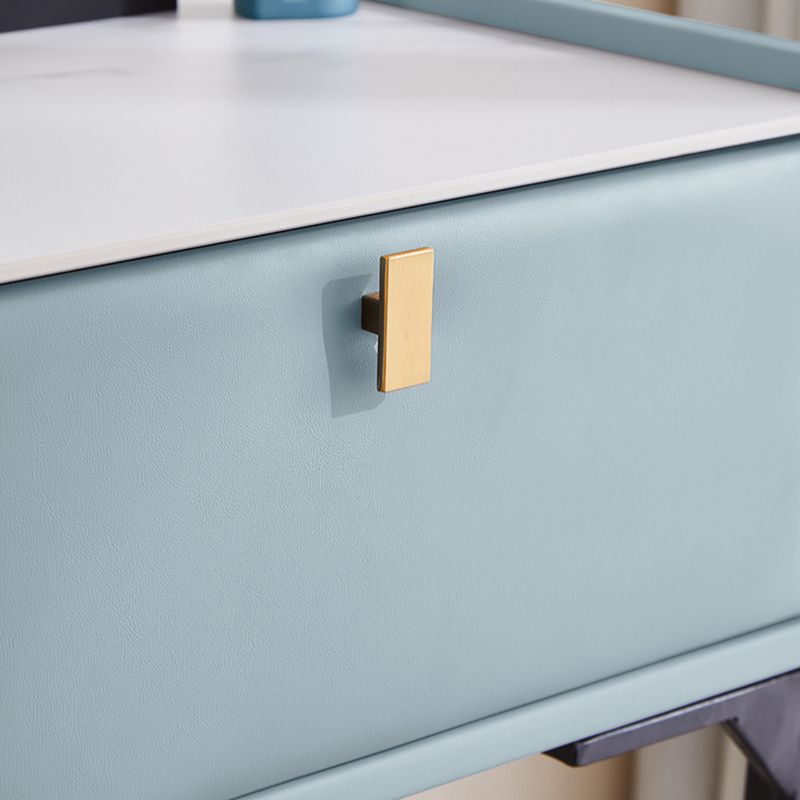 Wood/Stone Vanity Set with Stool, 1 Drawer Modern Dresser - 30.7" H