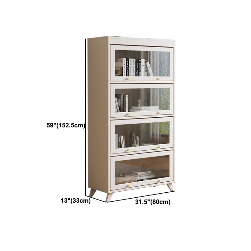 13"W Bookcase Contemporary Style White Bookshelf for Home Office with Doors