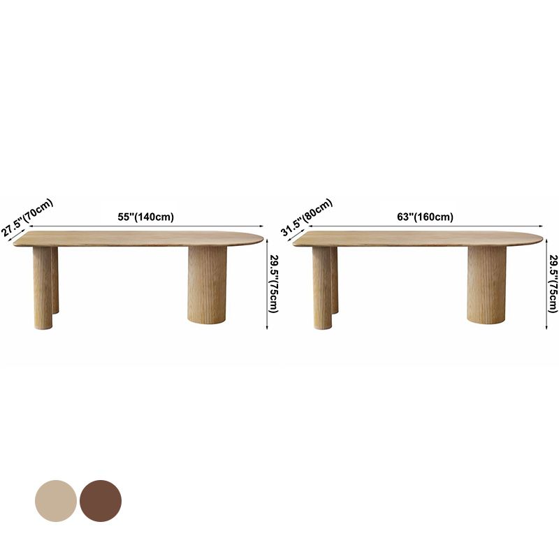 Contemporary Dining Table Pine Solid Wood Table with 3 Legs for Dining Room