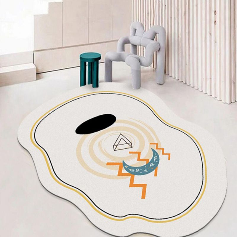 Yellow Simple Carpet Polyester Color Lump Carpet Washable Carpet for Living Room