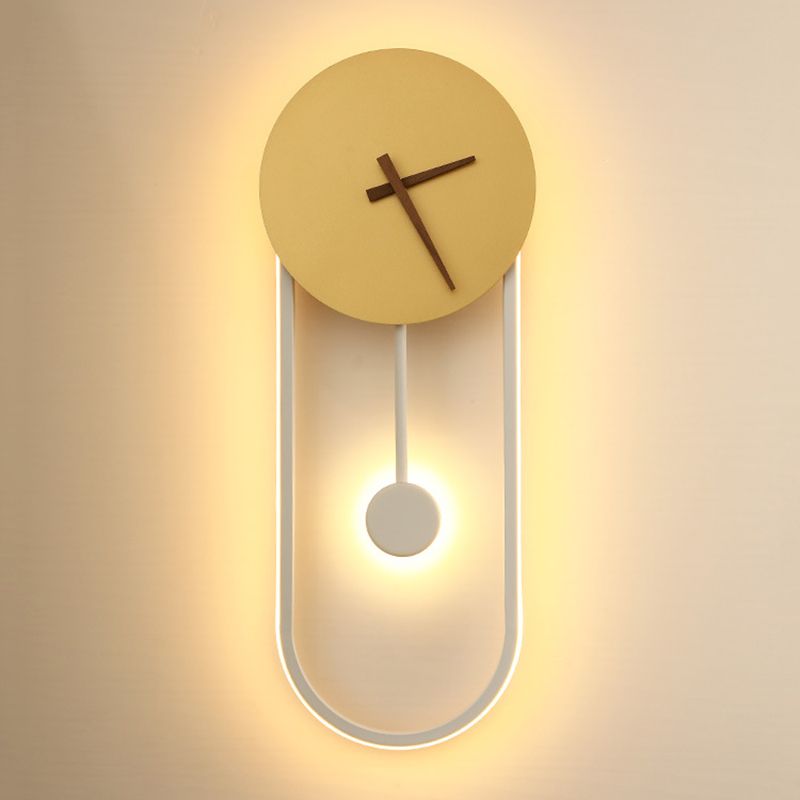 Lampada a monte a parete ovale moderna in metallo a parete a 1 luce per camera da letto