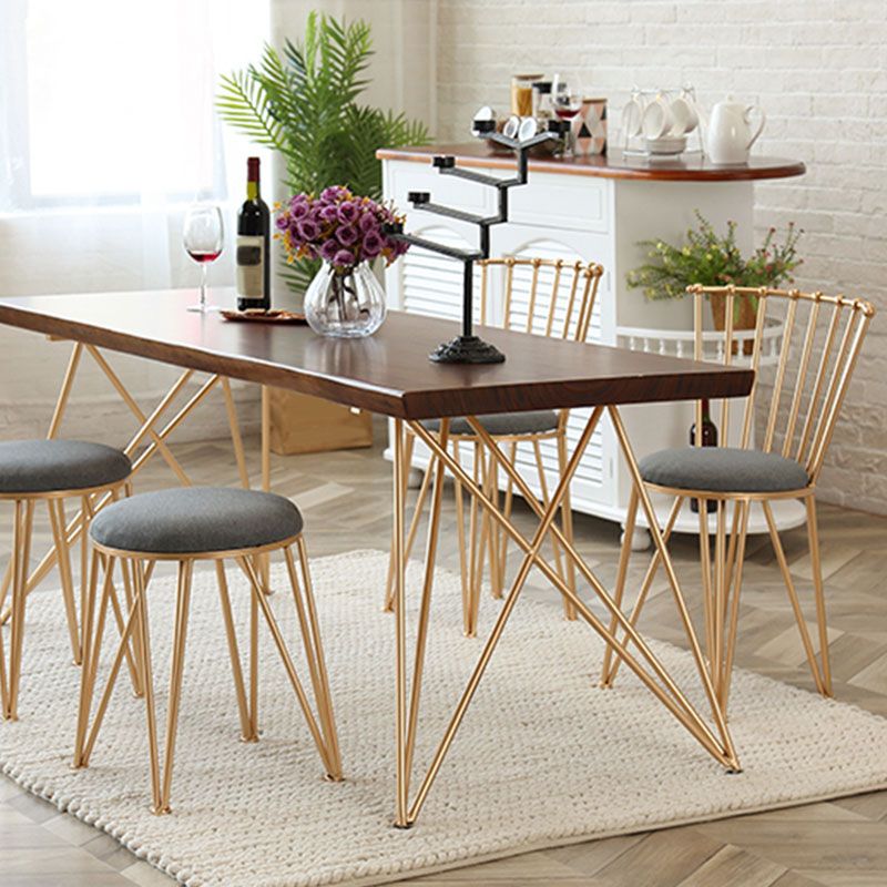 Contemporary Metal Dining Room Chairs Slat Back Dining Chair in Gold