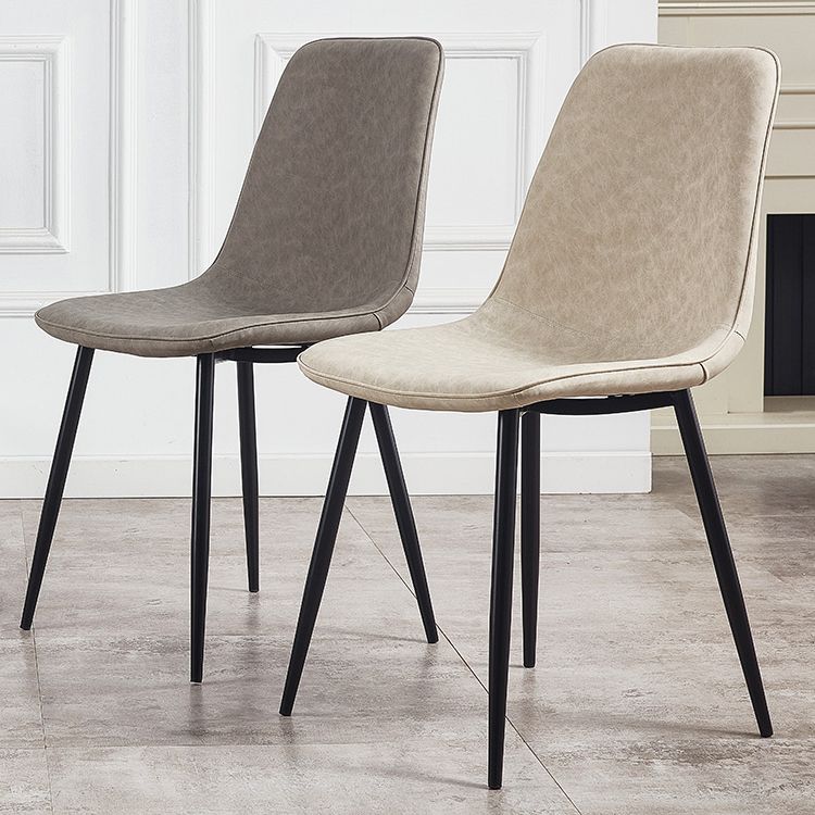 Armless Side Chairs Modern Faux Leather Kitchen Chairs for Dining Room