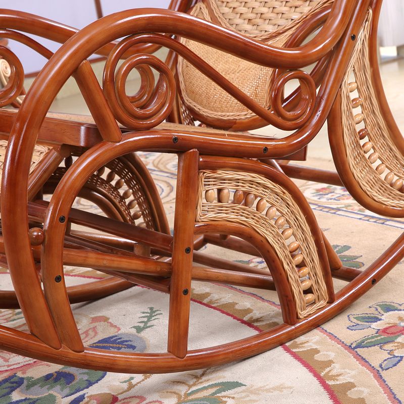 Traditional Rocking Chair Rattan Spindle Backrest Indoor Rocking Chair