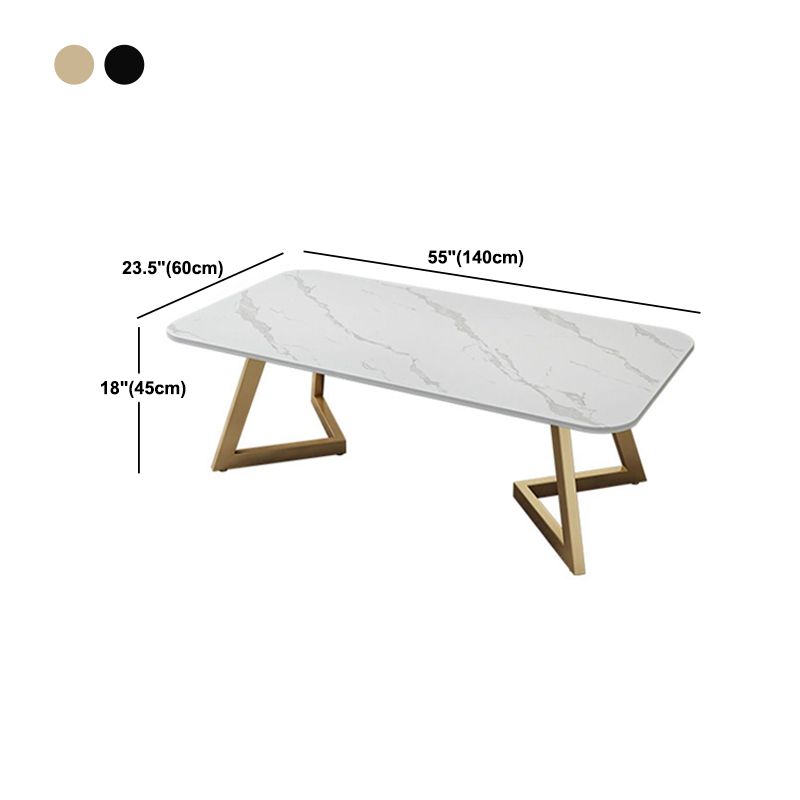 Glam Slate Coffee Table Rectangular Cocktail Table for Living Room