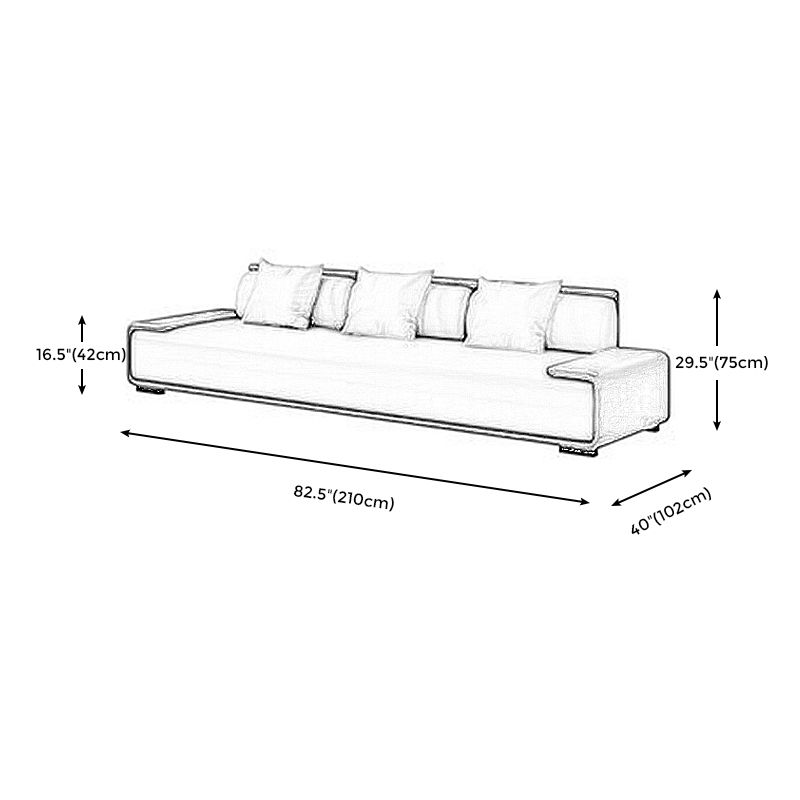 Assembled Genuine Leather Living Room Recessed Arm Modular Sofa & Chaise