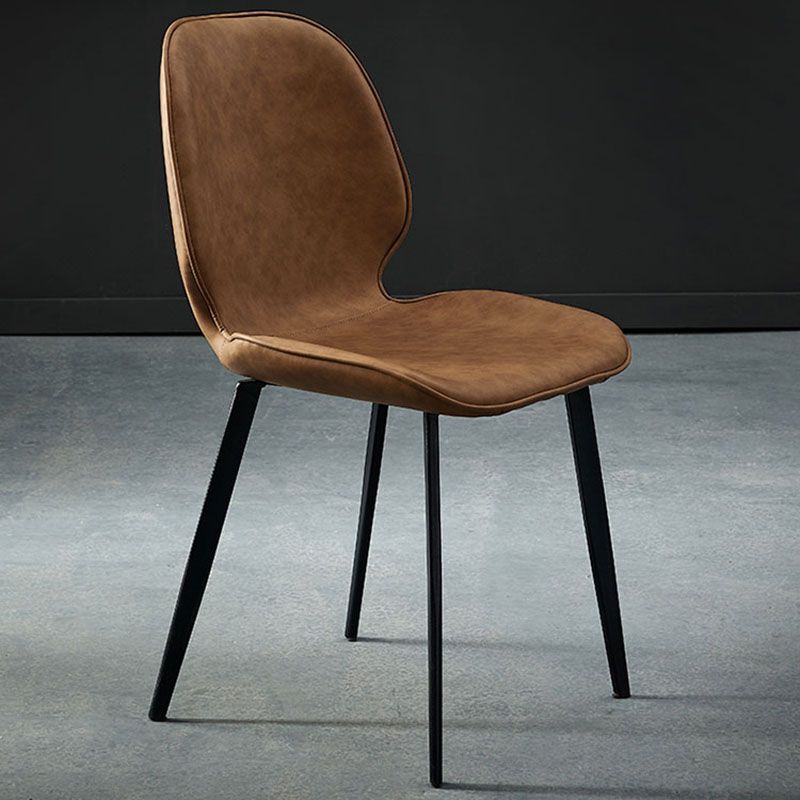 Sillas con respaldo de estilo industrial, sillas sin brazos de comedor de cuero para cocina