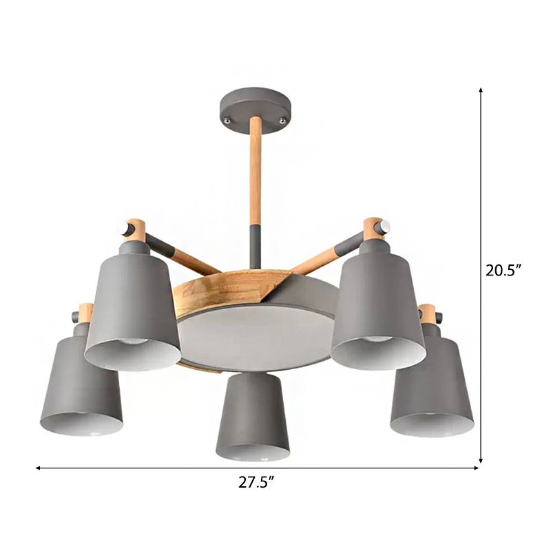 Metal Bell Hanging Light Office Restaurant Nordic Style Chandelier in Grey Finish