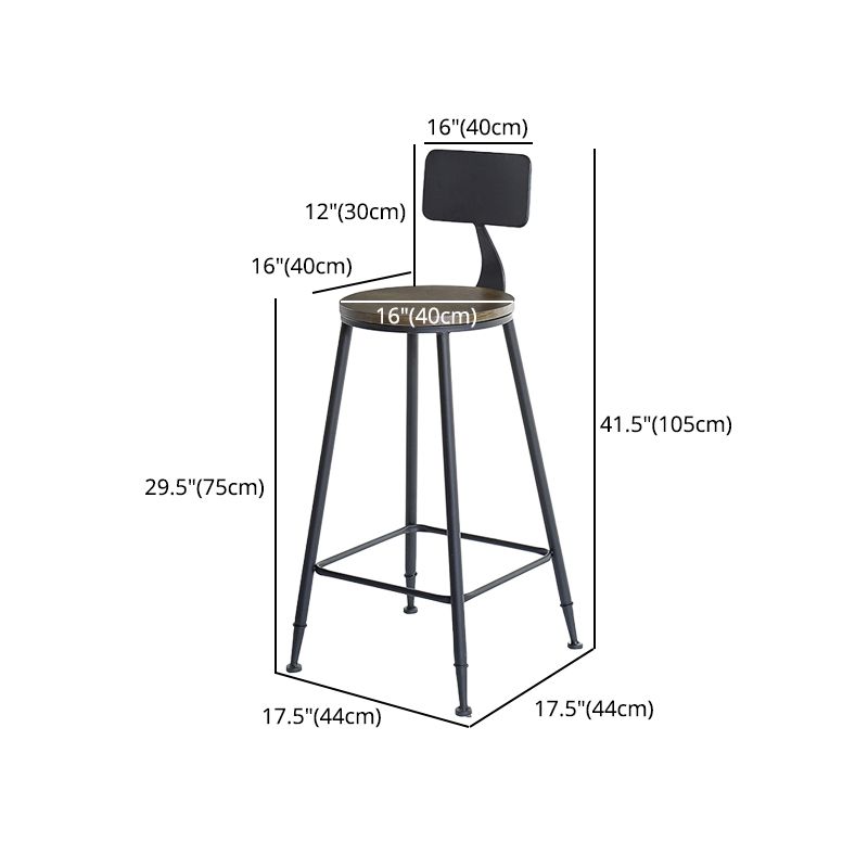 29,53 "Industrie -Bar und Counterhocker Low Back Stool mit 4 schwarzen Beinen