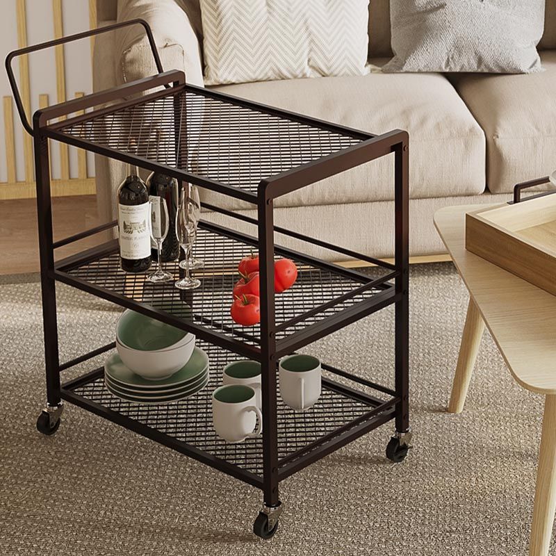 Modern Style Metal Prep Table 31.5"H Rolling Wood Prep Table with Towel Rack