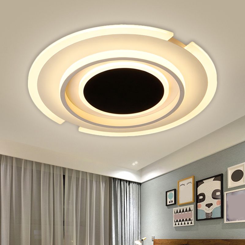 16.5"/20.5" W Black Rounded Flush Mount Lamp Nordic LED Metal Flush Light Fixture for Bedroom
