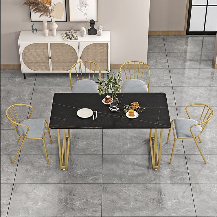 Mesa de comedor de piedra sinterizada Mesa trineo de lujo tradicional con marco dorado