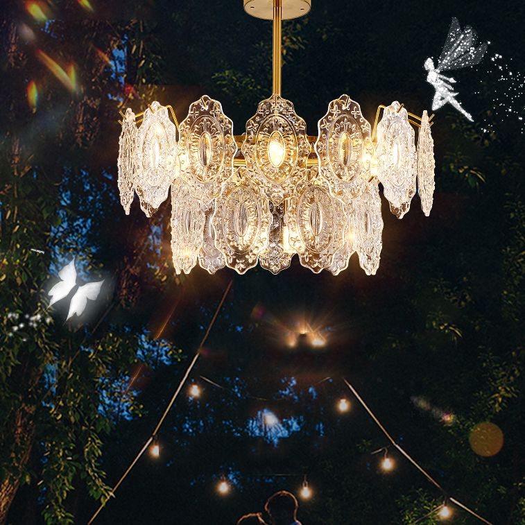 American Style Chandelier Glass Multi Head Hanging Light for Dining Room
