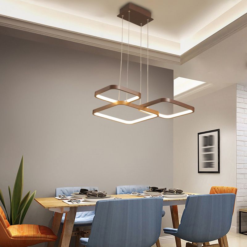 Brown Aluminum Hanging Pendant Lights Modern Hanging Lamps for Living Room