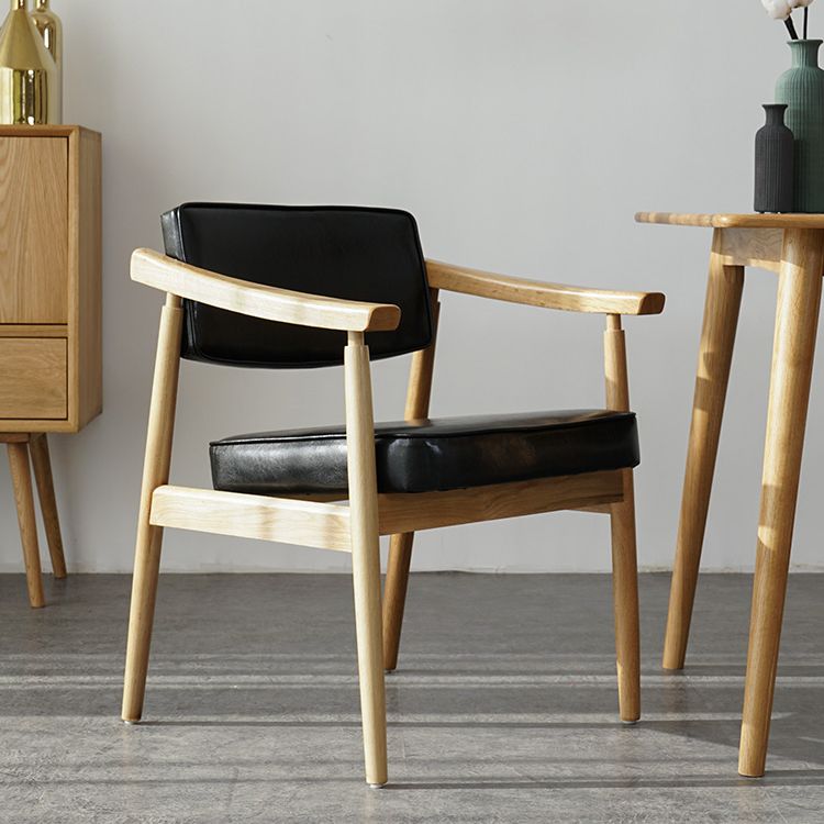 Scandinavian Style Wood Dining Chairs Home Open Back Dining Side Chair with Arm